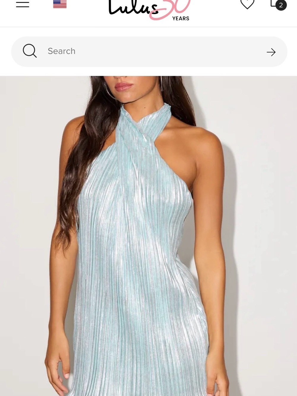 Lulu's Shimmering Aqua One-Shoulder Pleated Dress